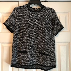 Black and White Woven Top
